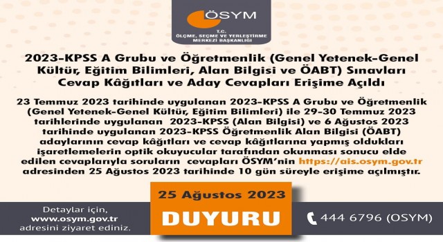 2023 KPSS cevap kağıtları ve aday cevapları erişime açıldı