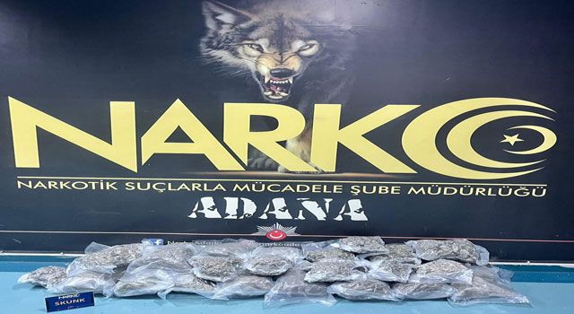 Adana'da 16 kilo esrar ele geçirildi