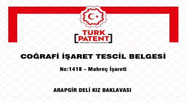 Arapgir Deli Kız Baklavasına coğrafi tescil