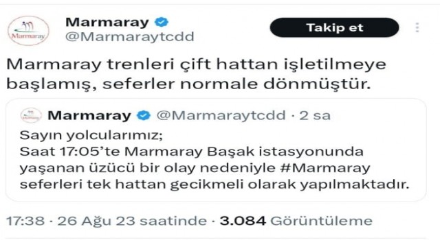 Marmarayda hareketli saatler: Tren gelirken raylara atladı