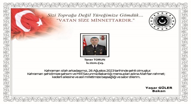 Pençe-Kilit operasyonu bölgesinde bir asker şehit oldu