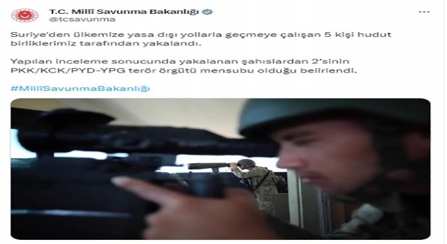 Suriyeden Türkiyeye yasa dışı yollarla geçmeye çalışan 5 kişi yakalandı