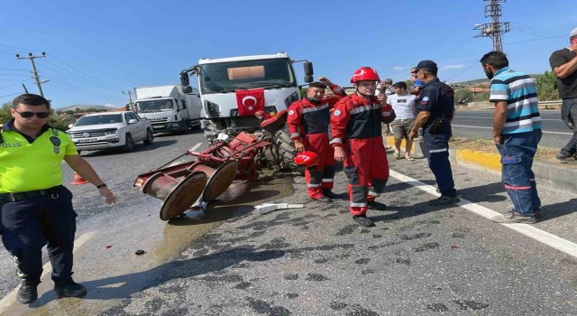Yatağanda beton mikseri ile traktör çarpıştı: 1 yaralı