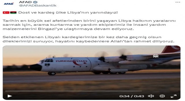 AFAD: “Yardım malzemelerini Bingaziye ulaştırmaya devam ediyoruz”