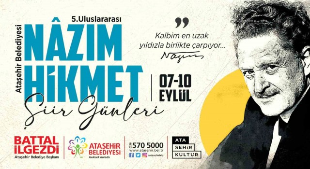 Ataşehirde “5. Uluslararası Nâzım Hikmet Şiir Günleri” başlıyor