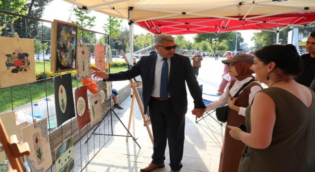Düzcede 7. kez kurulan sanat sokağını Vali Aslan gezdi