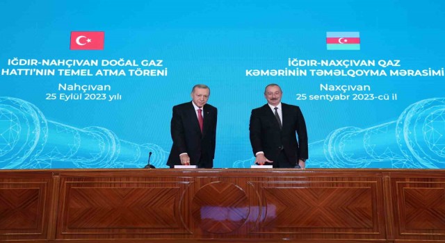 Erdoğan ve Aliyev, Iğdır-Nahçıvan Doğalgaz Boru Hattı temelini attı