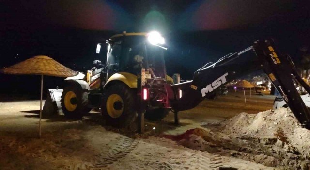 Marmariste belediye ekiplerinin yağmur mesaisi