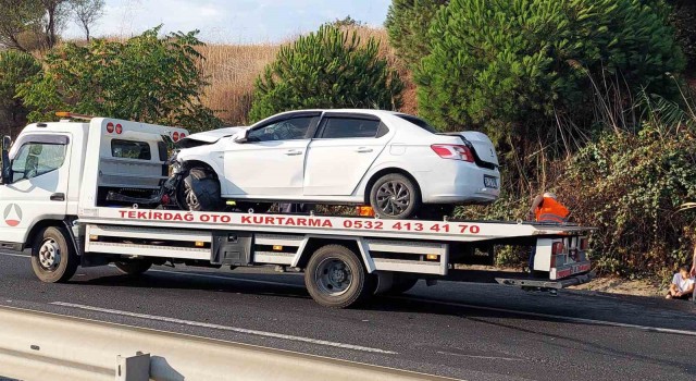 Tekirdağda tır ile otomobilin karıştığı kazada 1 kişi yaralandı