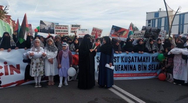 Bingölde kadınlar Filistin için yürüdü