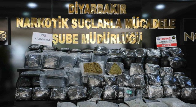 Diyarbakırda 303 kilo skunk ele geçirildi