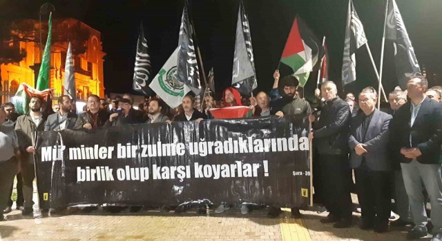 Edirnede İsrailin saldırıları protesto edildi