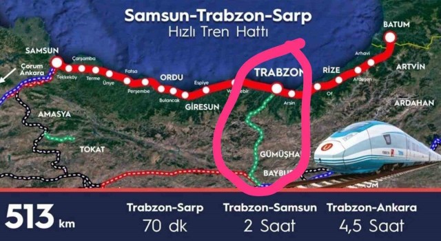 Karafazlıdan Samsun-Sarp hızlı tren yolu çıkışı