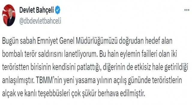 MHP lideri Bahçeli: “Terörün kökü milli birlik ve dayanışma ruhuyla kazınacaktır”