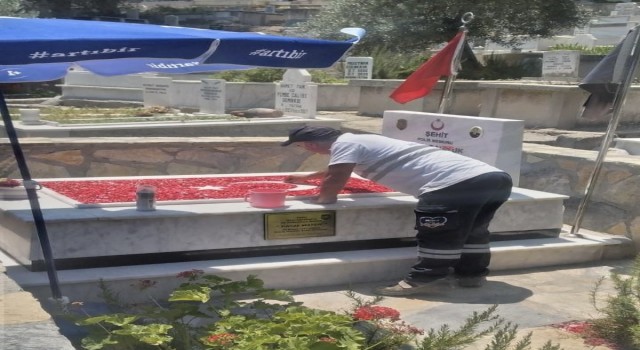 Milas Şehir Mezarlığındaki özel harekat polisinin şehitliği yenilendi