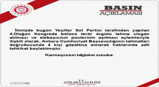 YSP Kongresinde PKK seviciliği yapan 4 kişi gözaltına alındı