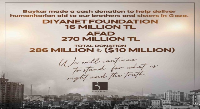 Baykardan Gazzeye 286 Milyon liralık insani yardım
