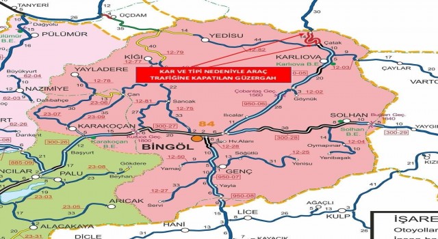 Bingöl-Erzurum karayolu tipi nedeniyle kapandı