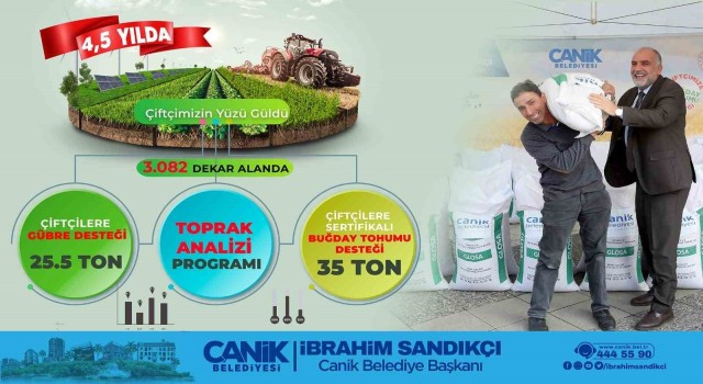 Canikte çiftçilere 25,5 ton gübre ve 35 ton buğday tohumu desteği