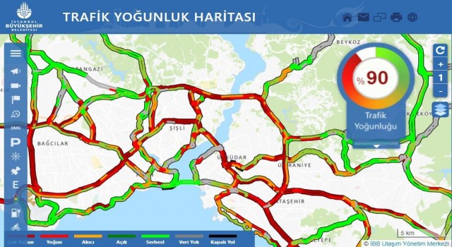 İstanbulda yağmurda trafik yoğunluğu yüzde 90a ulaştı