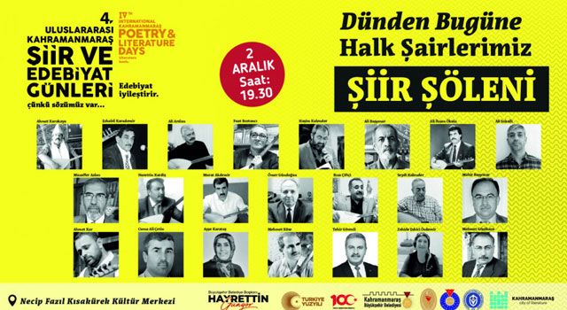 Kahramanmaraş'ta 4. Uluslararası Şiir ve Edebiyat Günleri Başlıyor