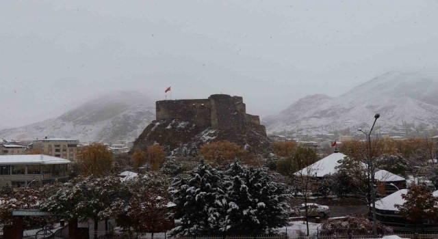 Erzurum'un Oltu ilçesine yılın ilk karı yağdı