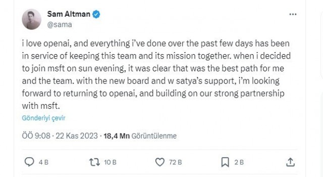 Yapay zeka CEOsu çalışanların istifa ederiz duygusallığıyla geri döndü