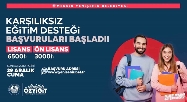 Yenişehir Belediyesinin karşılıksız eğitim desteği başvuruları başladı