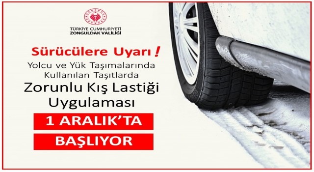 Zonguldakta 1 Aralıkta kış lastiği uygulaması başlıyor