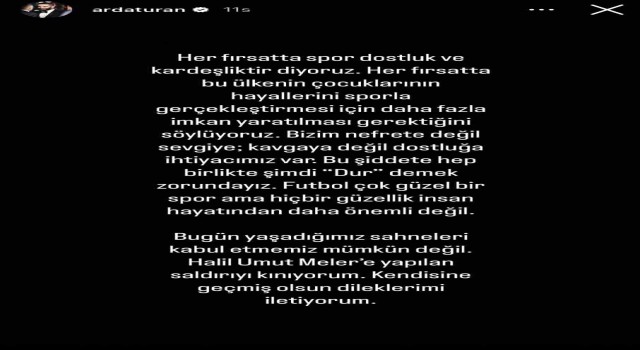 Arda Turandan, Halil Umut Melere geçmiş olsun mesajı