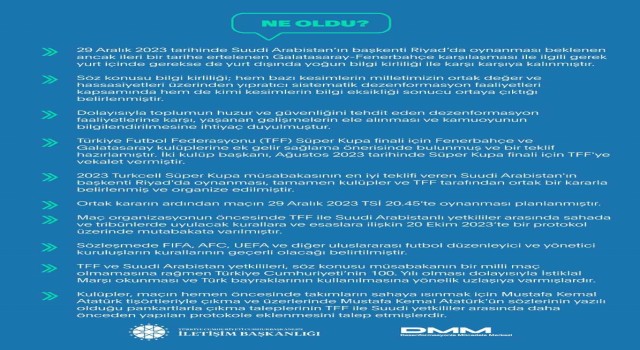İletişim Başkanlığından Süper Kupa finali hakkında açıklama
