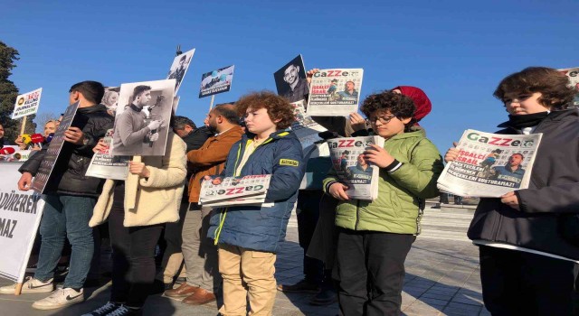 İstanbulda dağıtılan GaZZete İsrailin yaptığı katliamda öldürülen gazetecilerin sesi oldu