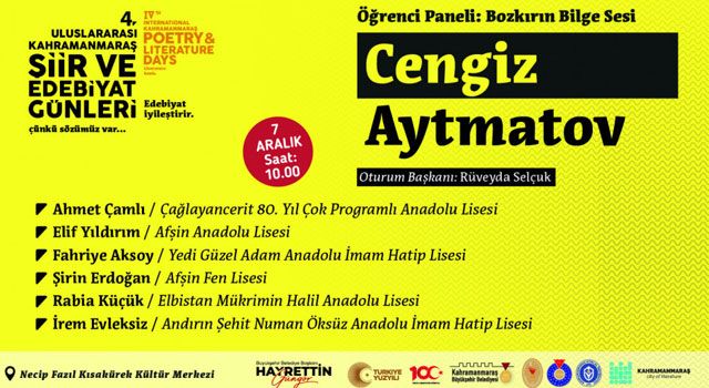 Kahramanmaraş'ta Cengiz Aytmatov ve Kahramanmaraş Akademi konuşulacak