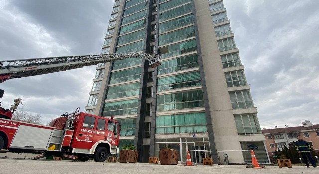 Karabükte yüksek binalar için yangın ve tahliye tatbikatı