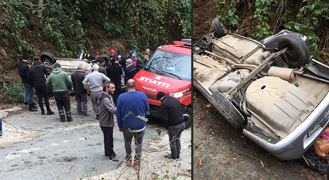 Rize'de otomobil şarampole yuvarlandı: 3 ağır yaralı