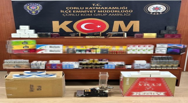 Tekirdağda 5 adrese silah ve kaçak sigara operasyonu