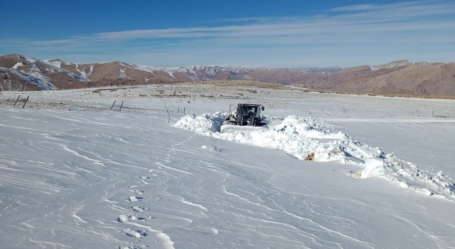 Yüksekovada kar kalınlığının 2 metreyi bulduğu yolda zorlu çalışma