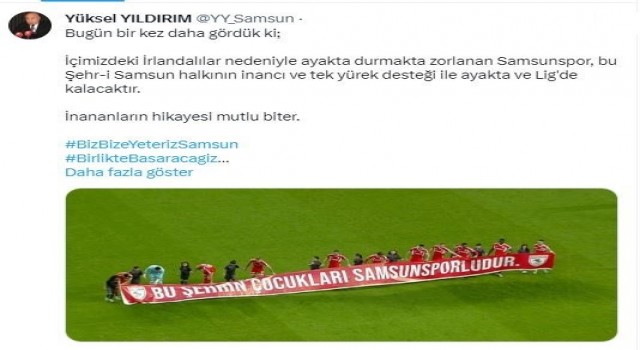 Yüksel Yıldırım: Samsunspor ligde kalacaktır