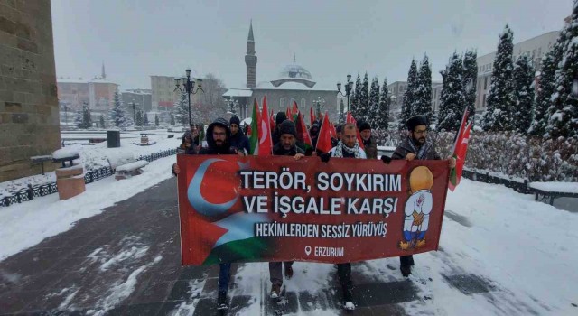 Erzurumda hekimler Gazze için yürüdü