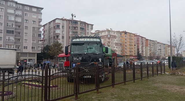 Fren balataları ısınan tır refüje daldı