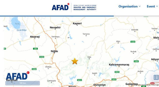 Kayseri'de 4 büyüklüğünde deprem