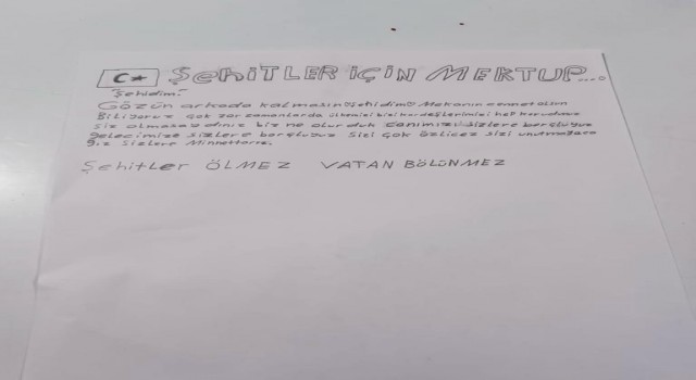 Koruma altındaki çocuklardan vatan korumasındaki Mehmetçiğe mektup