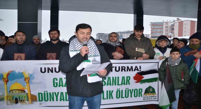 Muşta İsrailin Gazzeye saldırıları protesto edildi