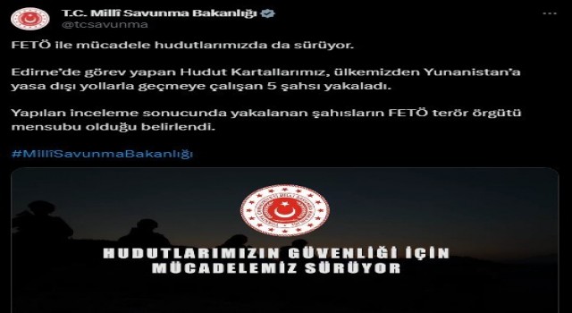 Yunanistana kaçmaya çalışan 5 FETÖ üyesi yakalandı
