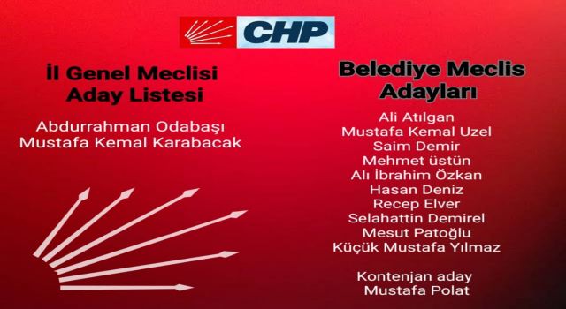 CHP Toprakkale ‘de il genel ve belediye meclis üyeliği için aday listesini açıkladı