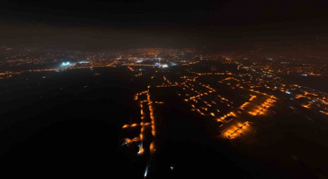 Hatayın deprem nedeniyle karanlığa gömülen bölgeleri dronla görüntülendi
