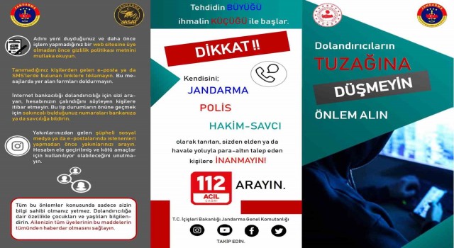 Jandarmadan vatandaşa dolandırıcılık yöntemlerine karşı bilgilendirme