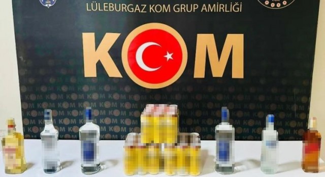 Lüleburgazda 33 şişe gümrük kaçağı içki ele geçirildi