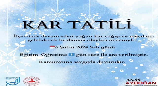 Muradiyede eğitime kar tatili