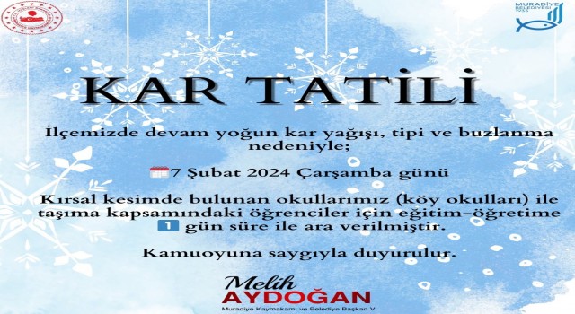 Vanda 4 ilçede taşımalı eğitime 1 gün ara